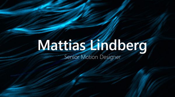 Looking for motion graphics? Goto mattiaslindberg.com
